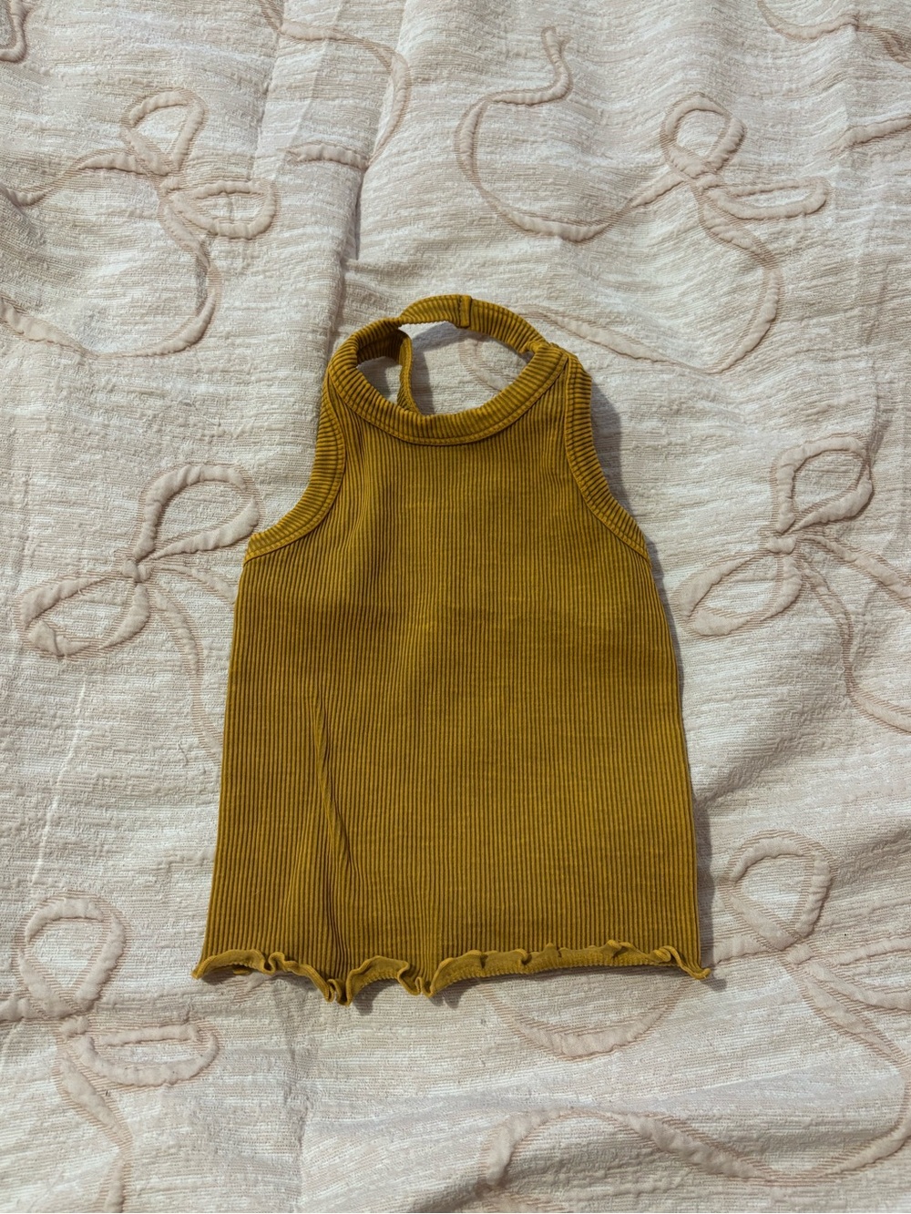 Ribbed Halter Tank Top in Mustard Tiger Friday